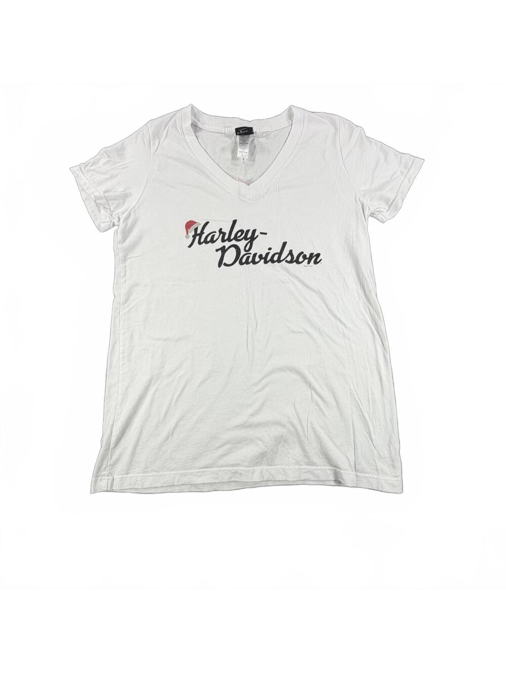 Harley-Davidson Emerald Coast V-Neck T-Shirt – Women’s Size L, 100% Cotton